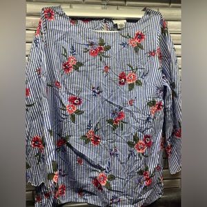 Liz Claiborne Muppets Blouse Striped 3/4 sleeve Large Tall